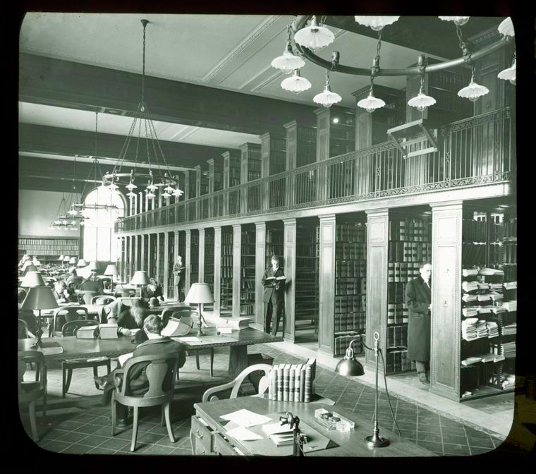 people inside the old library